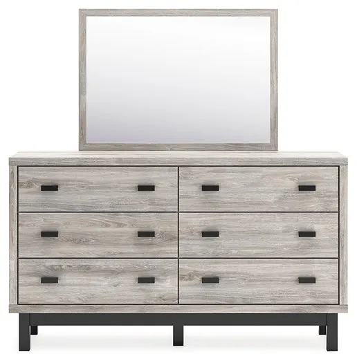 Vessalli Queen Panel Headboard with Mirrored Dresser and 2 Nightstands