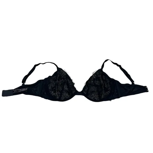 Victoria’s Secret Very Sexy Black Embroidered Unlined Demi Bra | Size 38DD / 38E