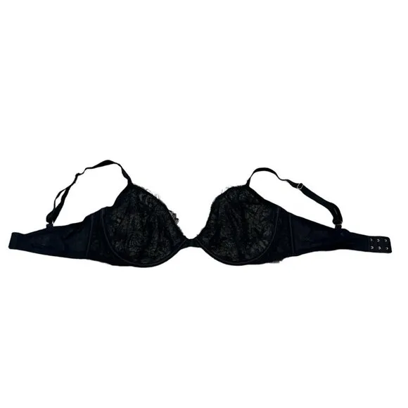 Victoria’s Secret Very Sexy Black Embroidered Unlined Demi Bra | Size 38DD / 38E