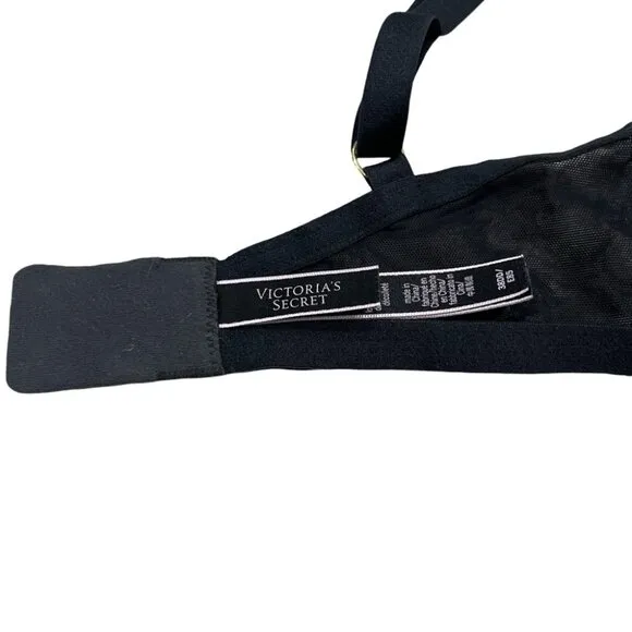 Victoria’s Secret Very Sexy Black Embroidered Unlined Demi Bra | Size 38DD / 38E