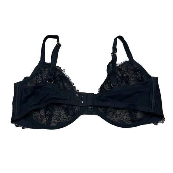 Victoria’s Secret Very Sexy Black Embroidered Unlined Demi Bra | Size 38DD / 38E
