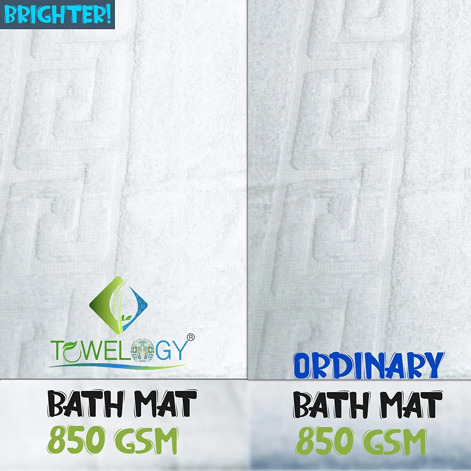 Vienna Greek Key Style Heavy Duty White Cotton Bathroom Floor Mats