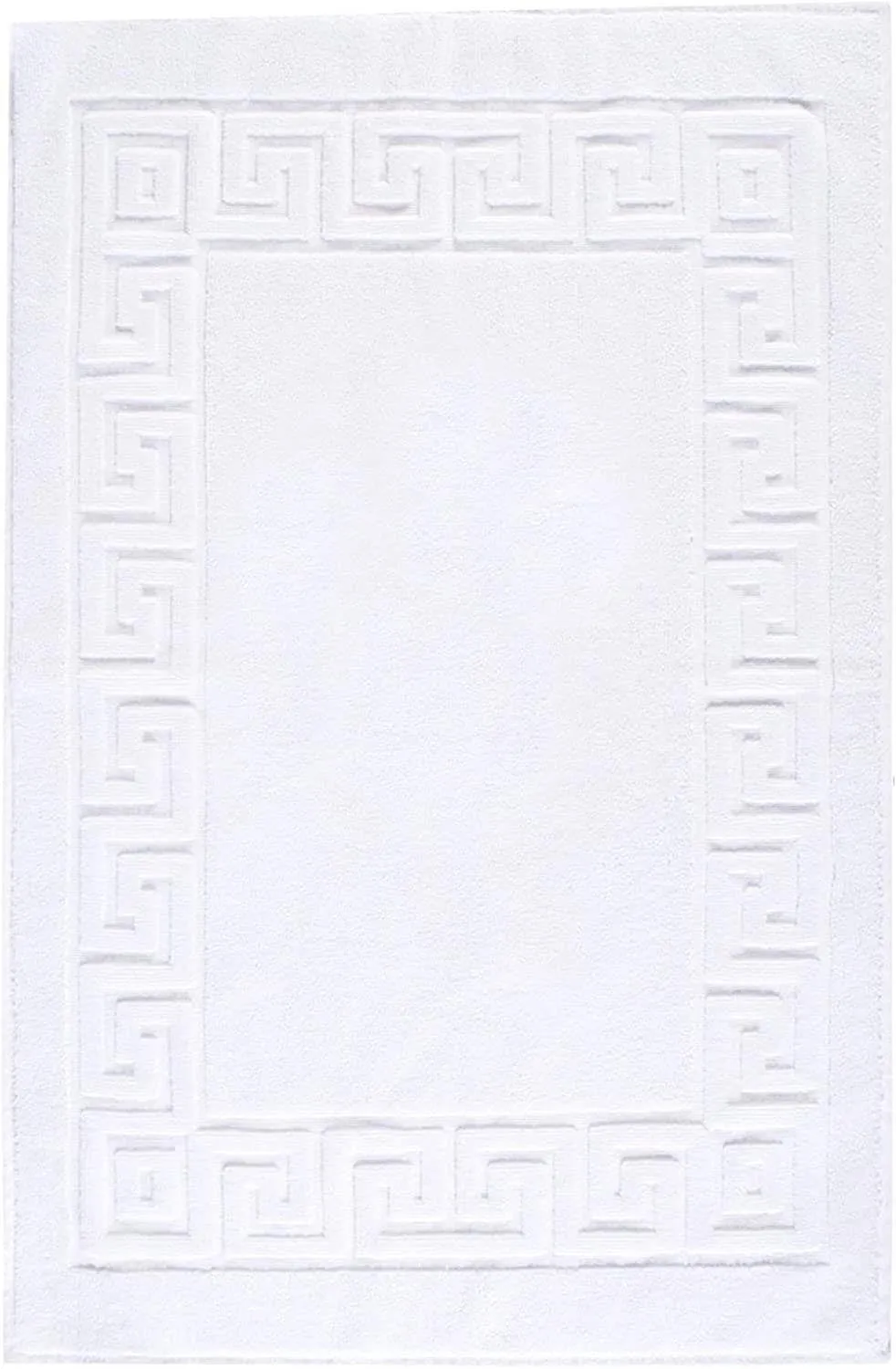 Vienna Greek Key Style Heavy Duty White Cotton Bathroom Floor Mats