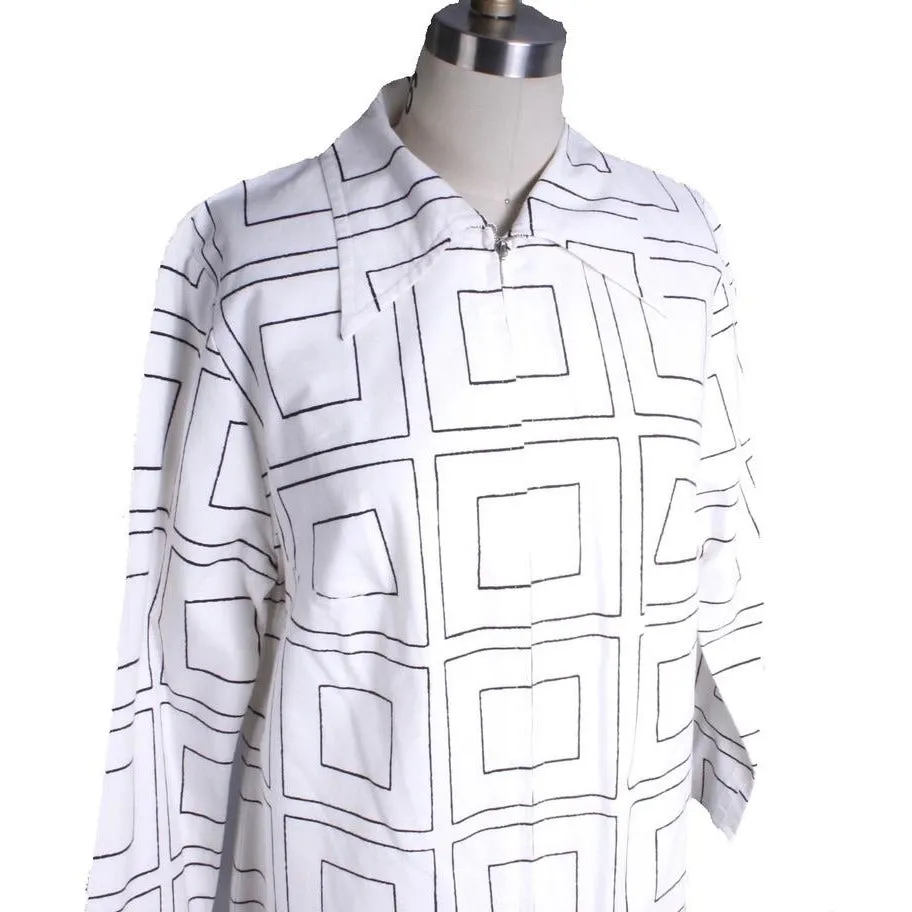 Vintage 1970s Vuokko Designer Black And White Squares Print A Line Dress Cotton Medium