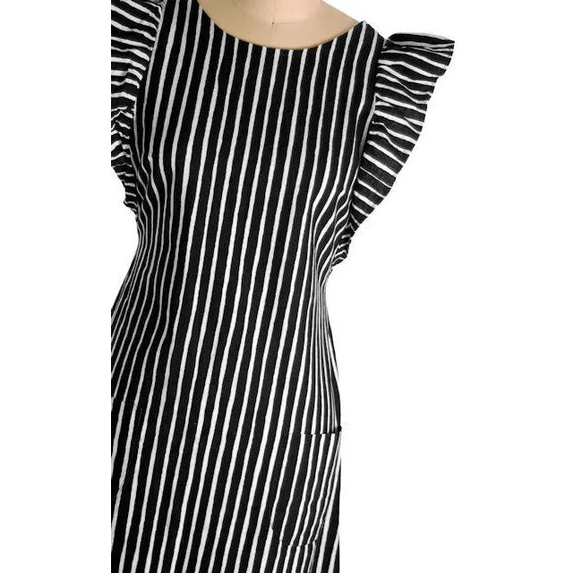 Vintage Marimekko Suomi Finland Green & Black Stripes Piccolo Jokapoika Jumper Dress Sz 38/10 1970s