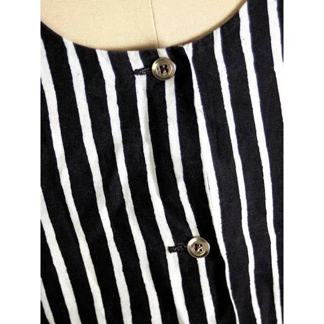Vintage Marimekko Suomi Finland Green & Black Stripes Piccolo Jokapoika Jumper Dress Sz 38/10 1970s