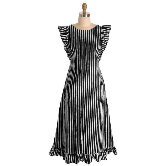Vintage Marimekko Suomi Finland Green & Black Stripes Piccolo Jokapoika Jumper Dress Sz 38/10 1970s
