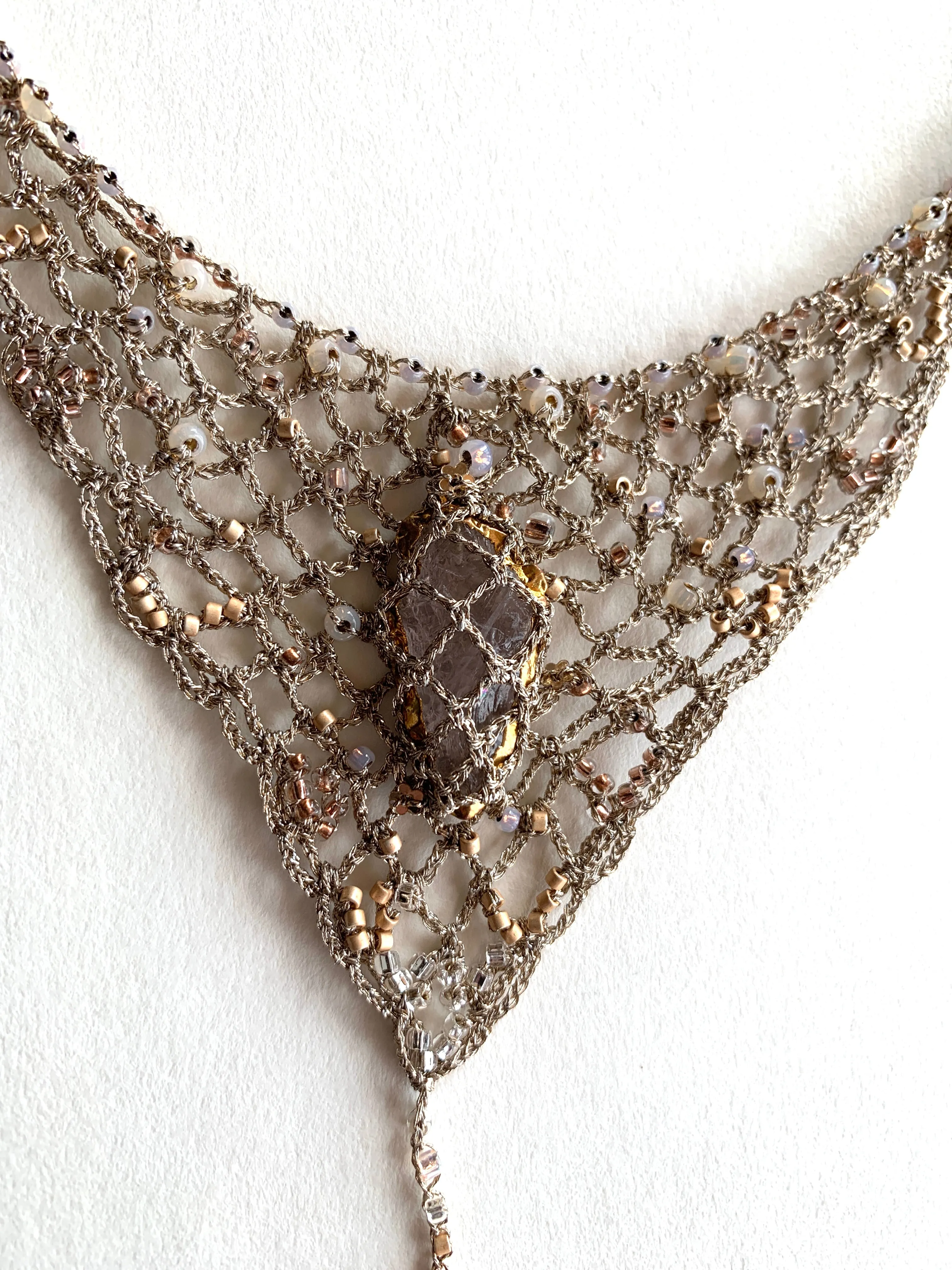 Vintage Rose-gold Necklace with Rose Quartz