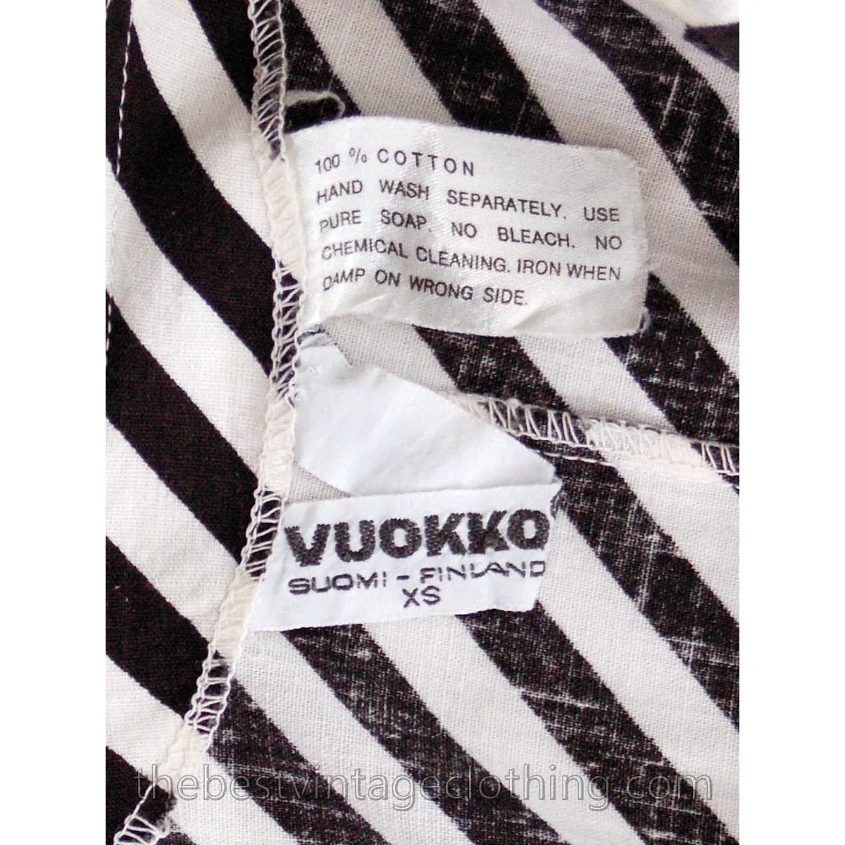 Vintage Vuokko Angel Sleeve Tent Dress Black & White Stripes XS 1970s