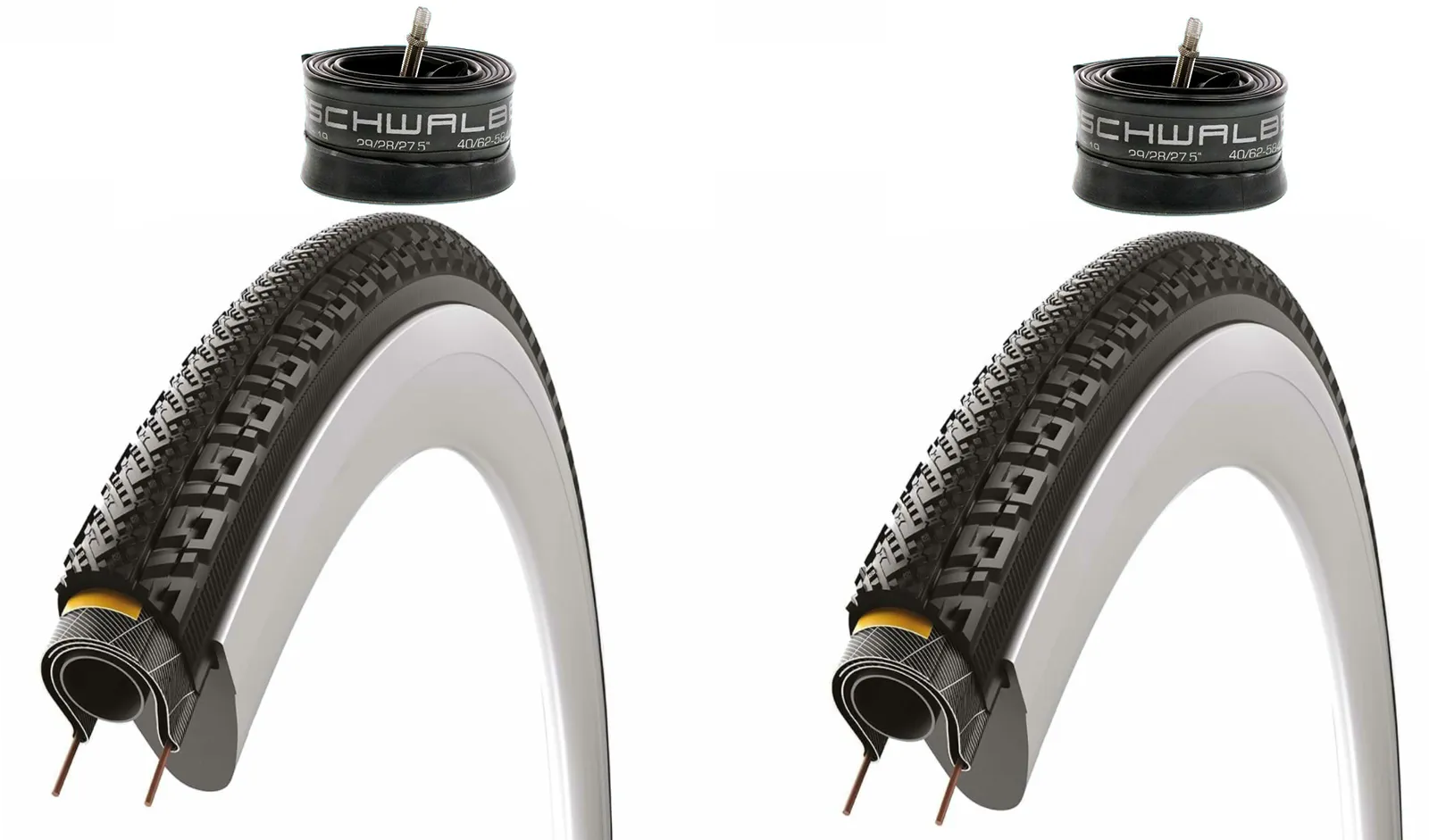 Vittoria Adventure Trail 700 x 35c Solid Shield Hybrid Tyres With Schwalbe Tubes