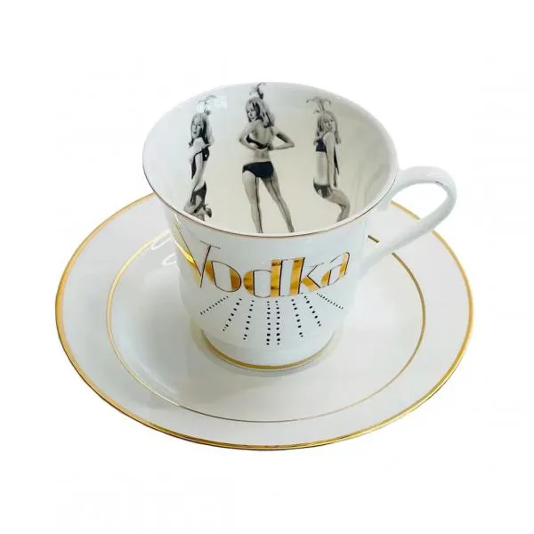 Vodka Tea Cup - White/Gold
