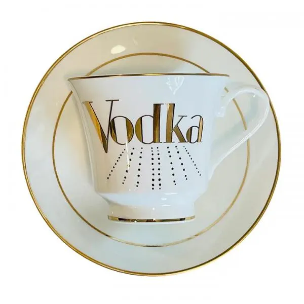Vodka Tea Cup - White/Gold