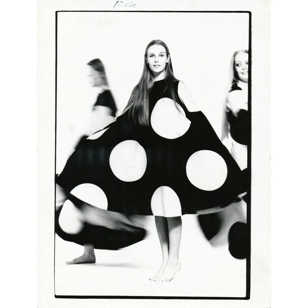 Vuokko Myllynkivi Vintage 1964 Circle Dress Black & White Polka Dot  Iconic Free Size
