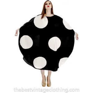Vuokko Myllynkivi Vintage 1964 Circle Dress Black & White Polka Dot  Iconic Free Size