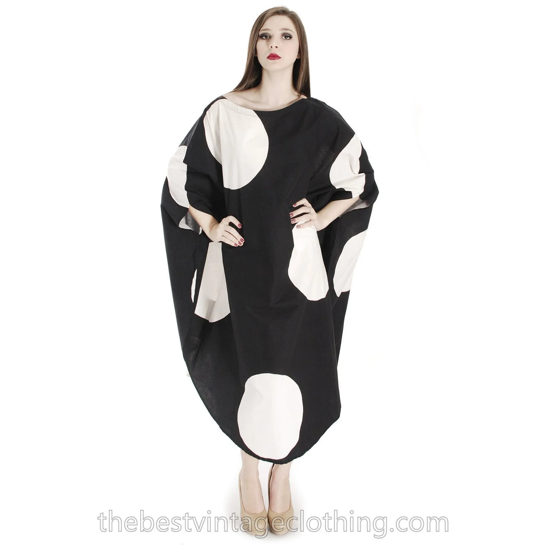 Vuokko Myllynkivi Vintage 1964 Circle Dress Black & White Polka Dot  Iconic Free Size