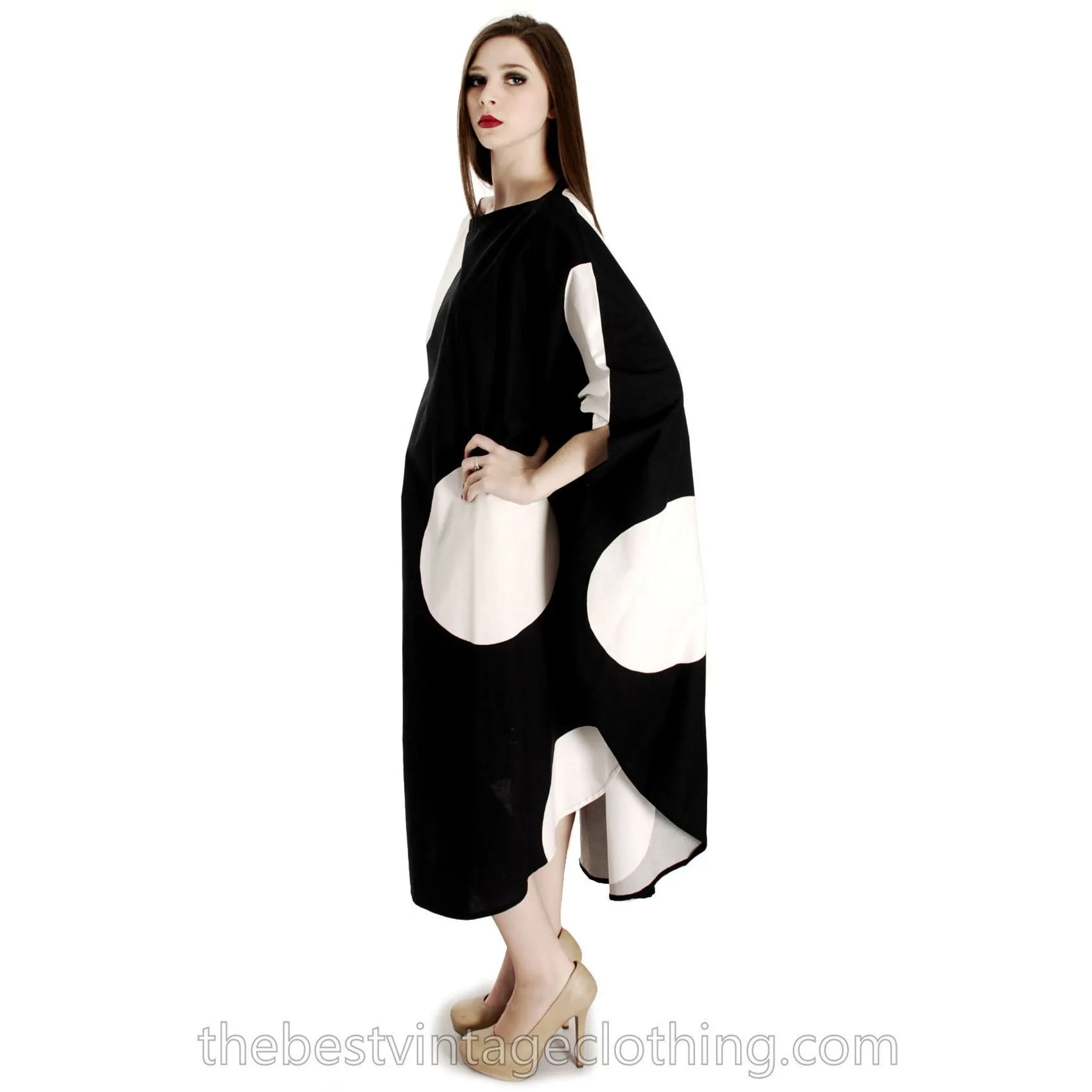 Vuokko Myllynkivi Vintage 1964 Circle Dress Black & White Polka Dot  Iconic Free Size