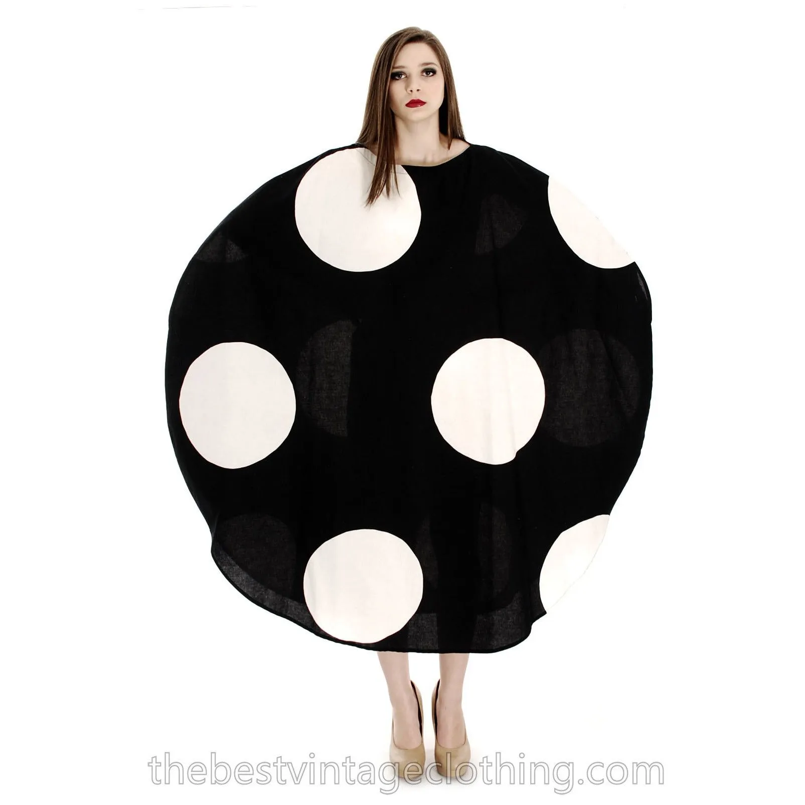 Vuokko Myllynkivi Vintage 1964 Circle Dress Black & White Polka Dot  Iconic Free Size