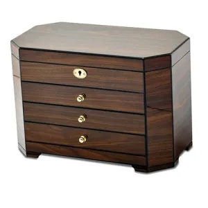 Walnut Wood Veneer Black Accents Jewelry Box