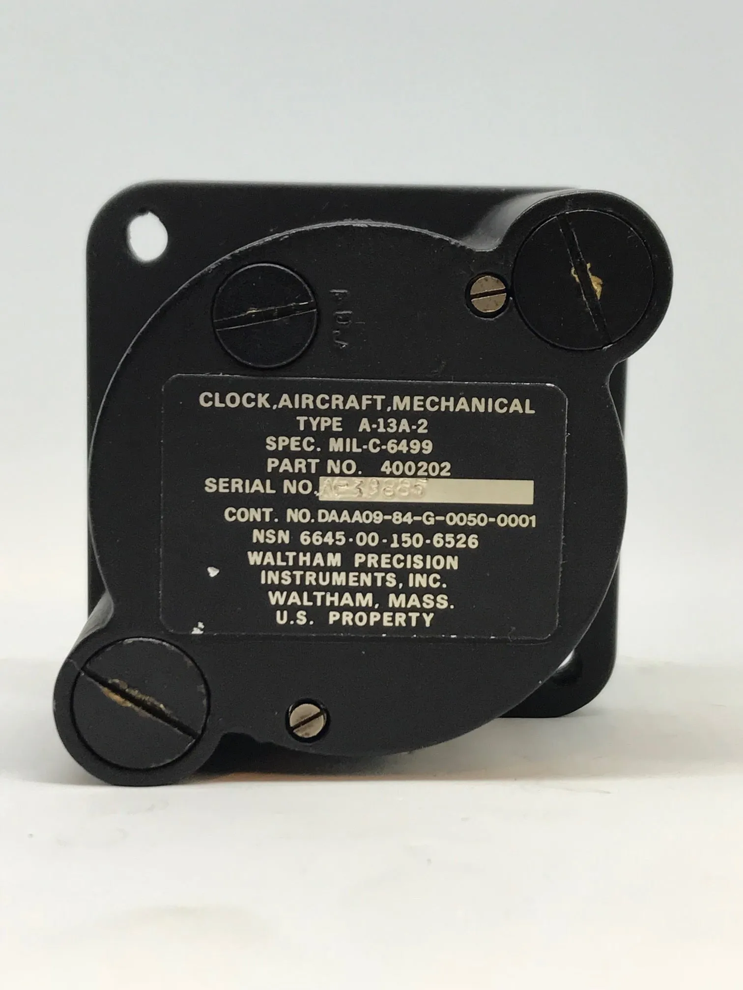 Waltham A13A-2 Military USAF 8-Day Aircraft Clock.