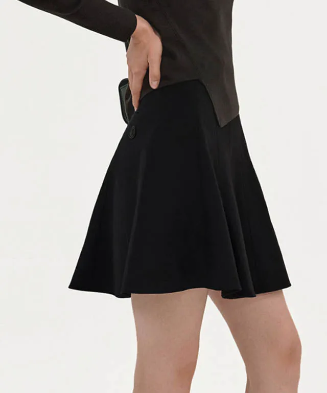 [Warehouse Sale] Anell Golf Cotton Flared Skirt - Black