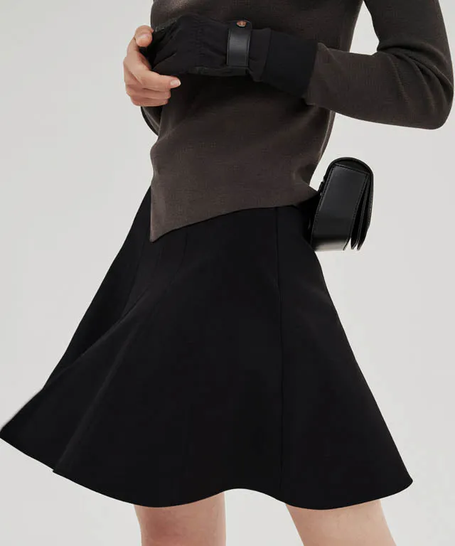 [Warehouse Sale] Anell Golf Cotton Flared Skirt - Black