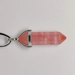 Watermelon Cherry Quartz Crystal Point Pendant