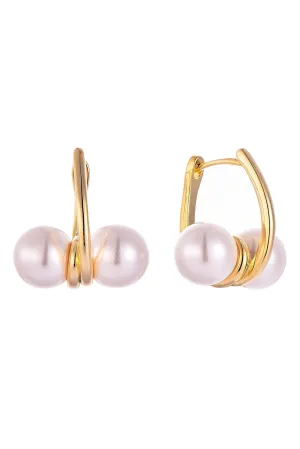 Waterproof Gold-Plated Pearl Hoop Earring