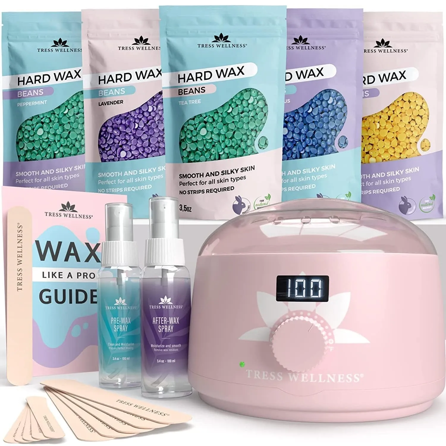 Waxing Kit for Brazilian Wax - Easy to Use - for Sensitive Skin - Digital Display, Black Purple Flower