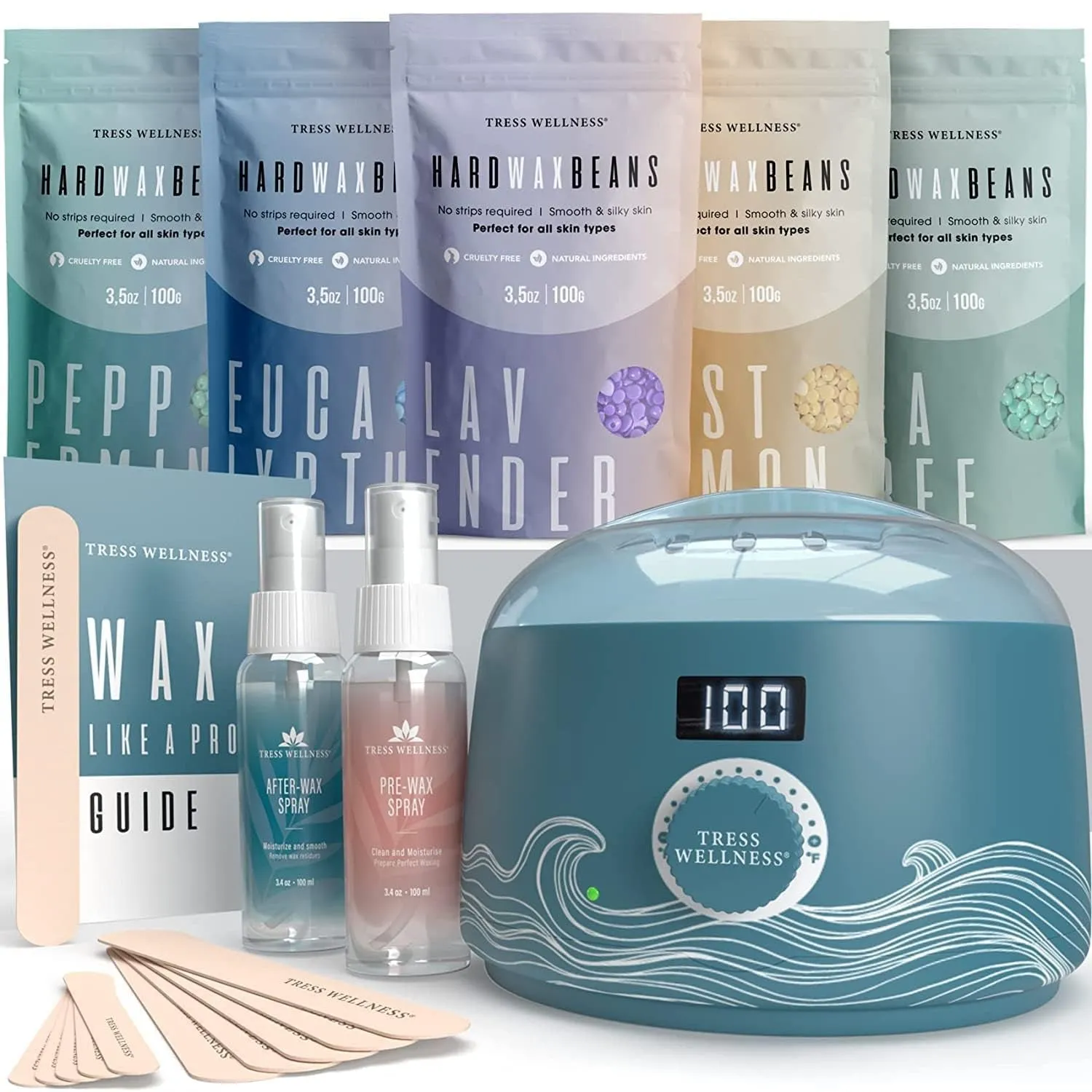 Waxing Kit for Brazilian Wax - Easy to Use - for Sensitive Skin - Digital Display, Black Purple Flower