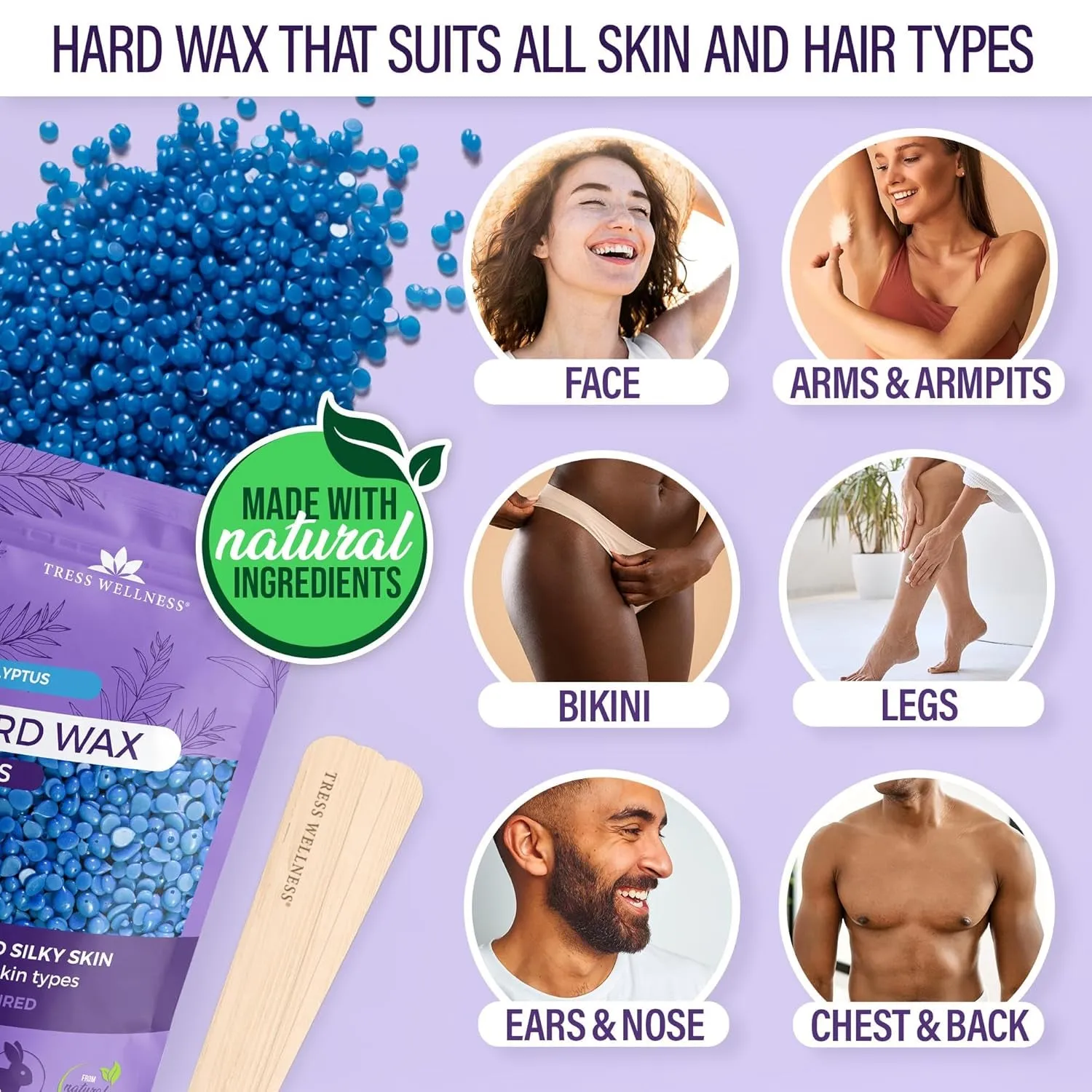 Waxing Kit for Brazilian Wax - Easy to Use - for Sensitive Skin - Digital Display, Black Purple Flower