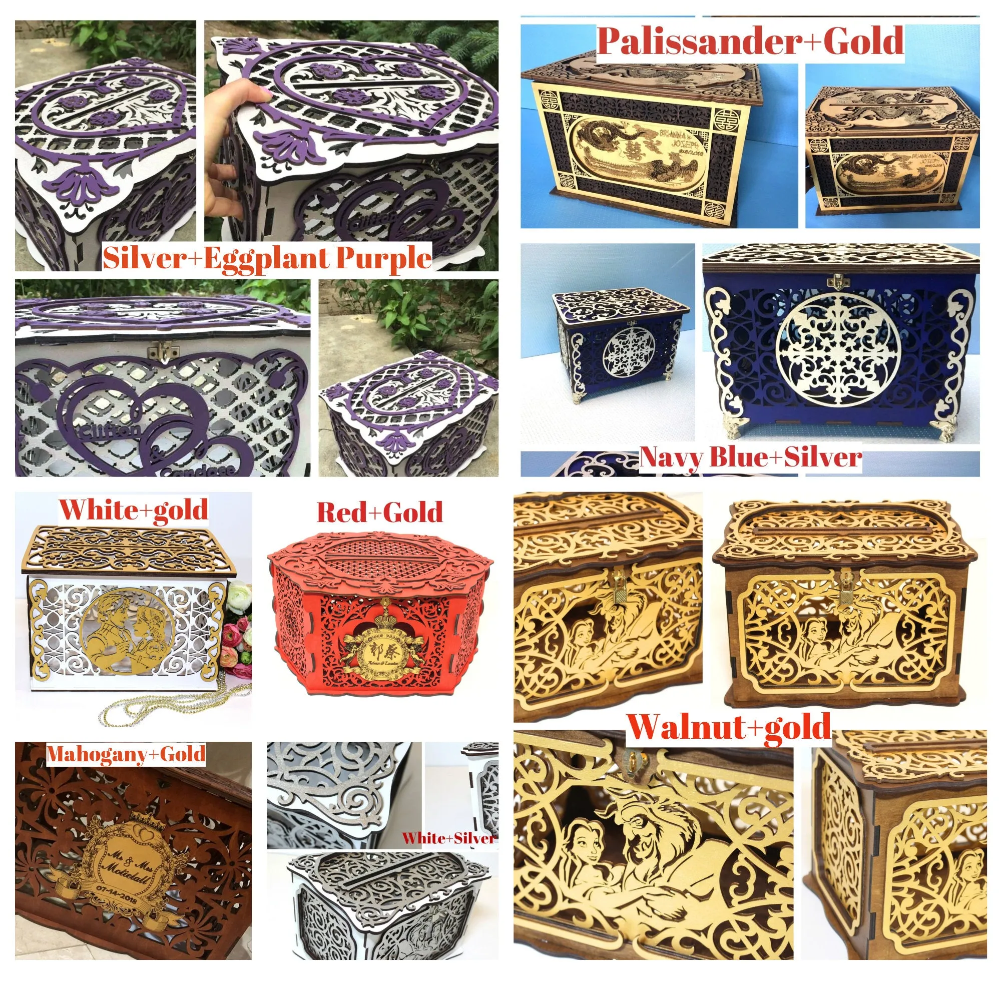 Wedding Card Box, Aladdin and Jasmine, Wedding Card Holder Handmade