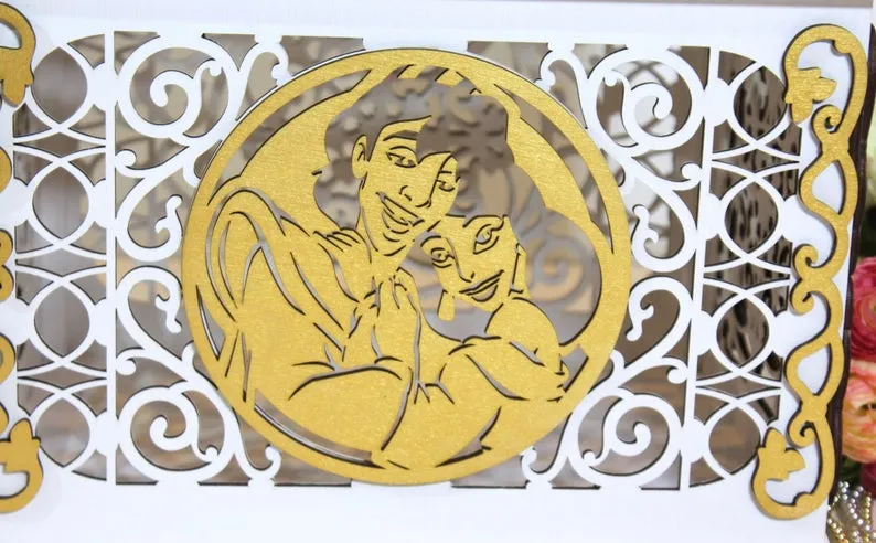 Wedding Card Box, Aladdin and Jasmine, Wedding Card Holder Handmade