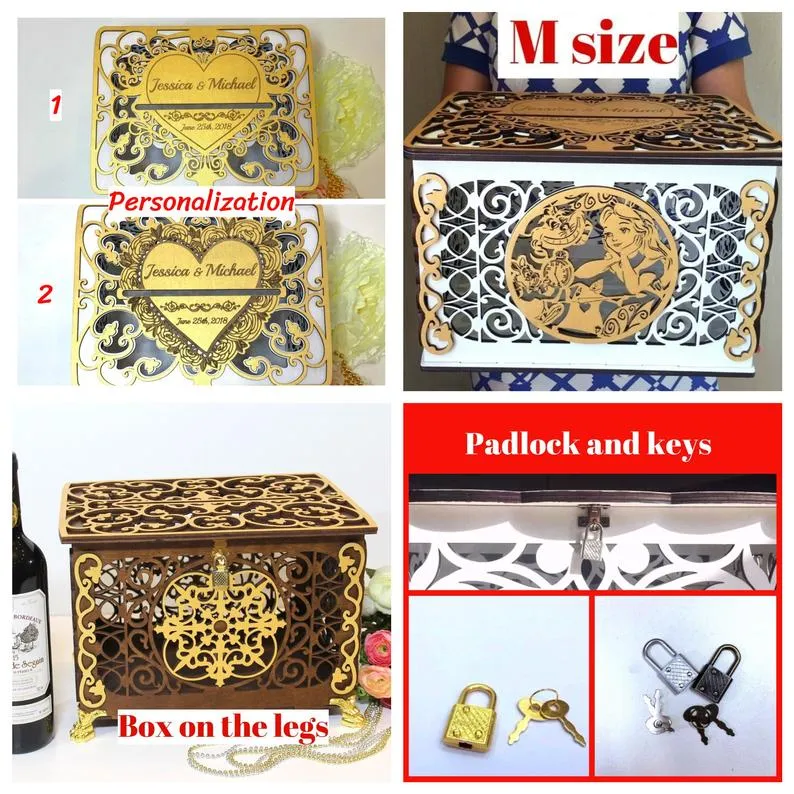 Wedding Card Box, Aladdin and Jasmine, Wedding Card Holder Handmade