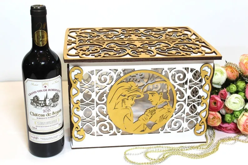 Wedding Card Box, Aladdin and Jasmine, Wedding Card Holder Handmade