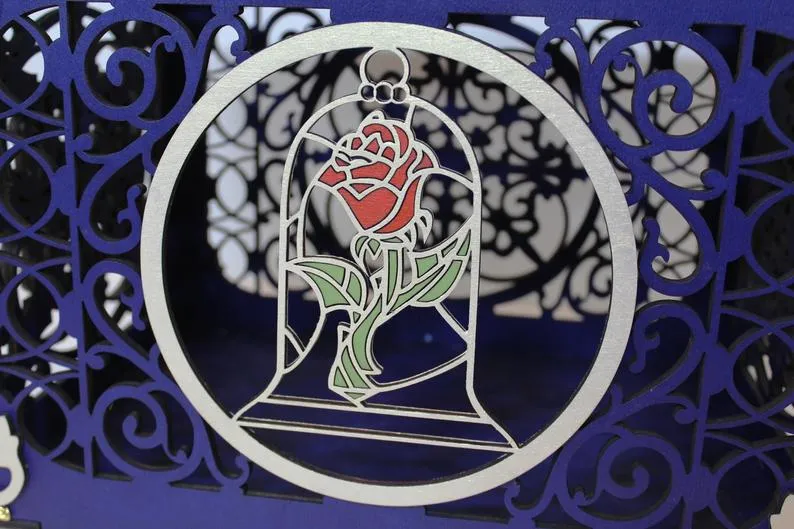 Wedding Card Box Beauty Beast Enchanted Rose Card Holder Handmade
