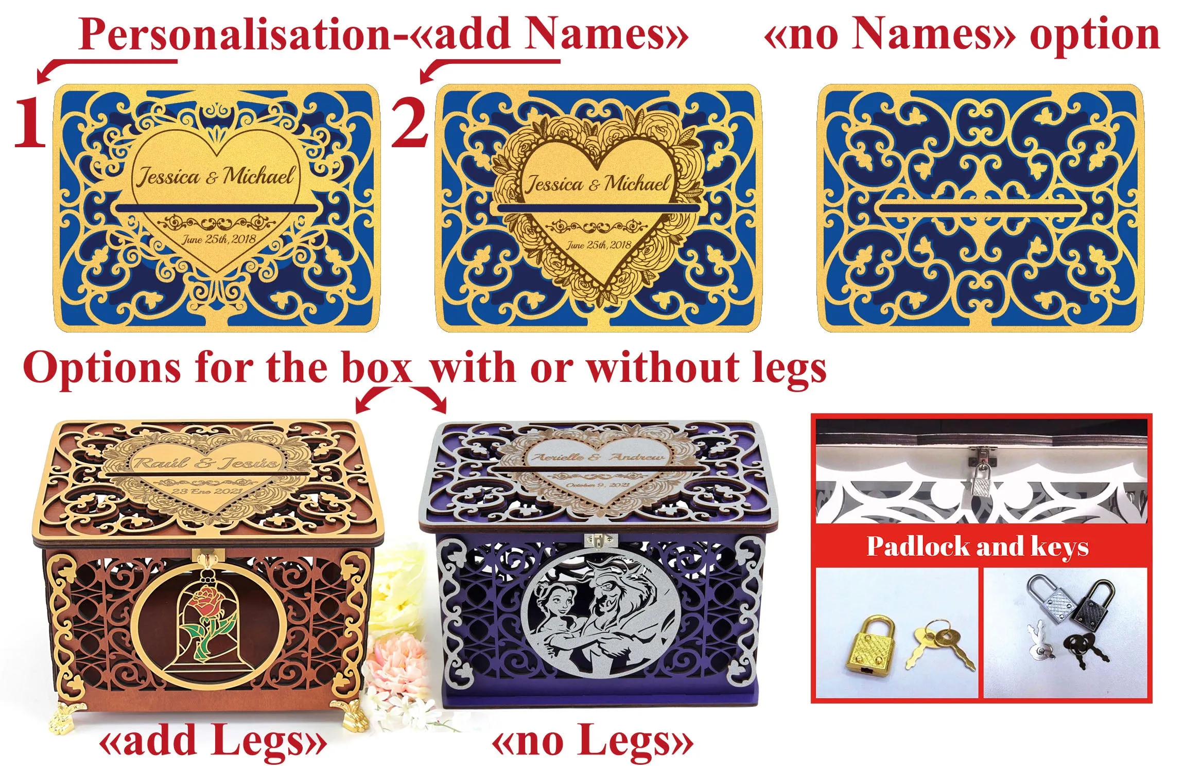 Wedding Card Box Beauty Beast Enchanted Rose Card Holder Handmade