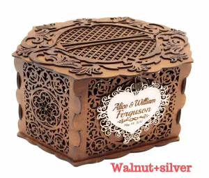 Wedding Card Box for Envelopes, Card Holder with a Lock, handmade