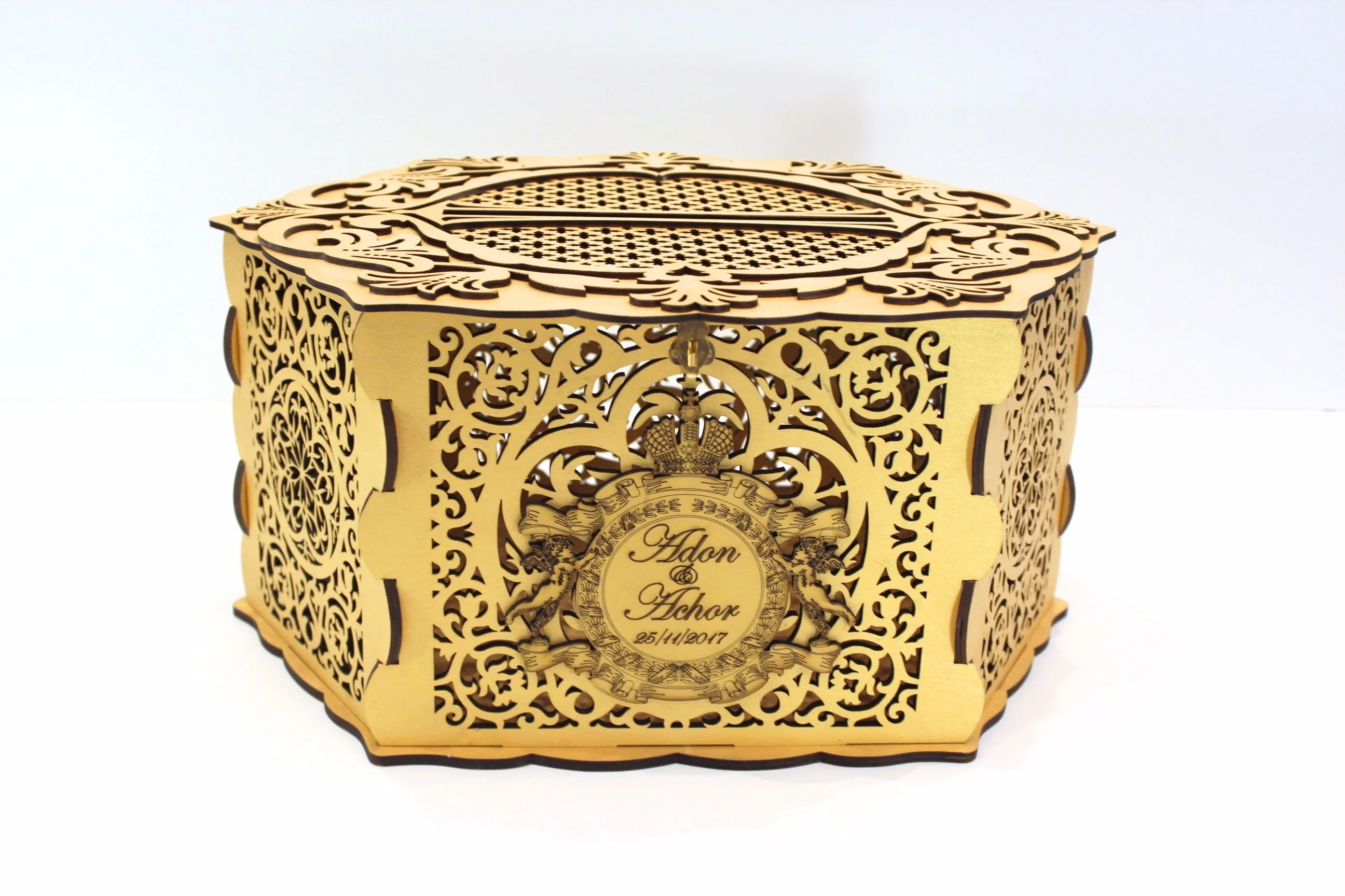 Wedding Card Box for Envelopes, Card Holder with a Lock, handmade