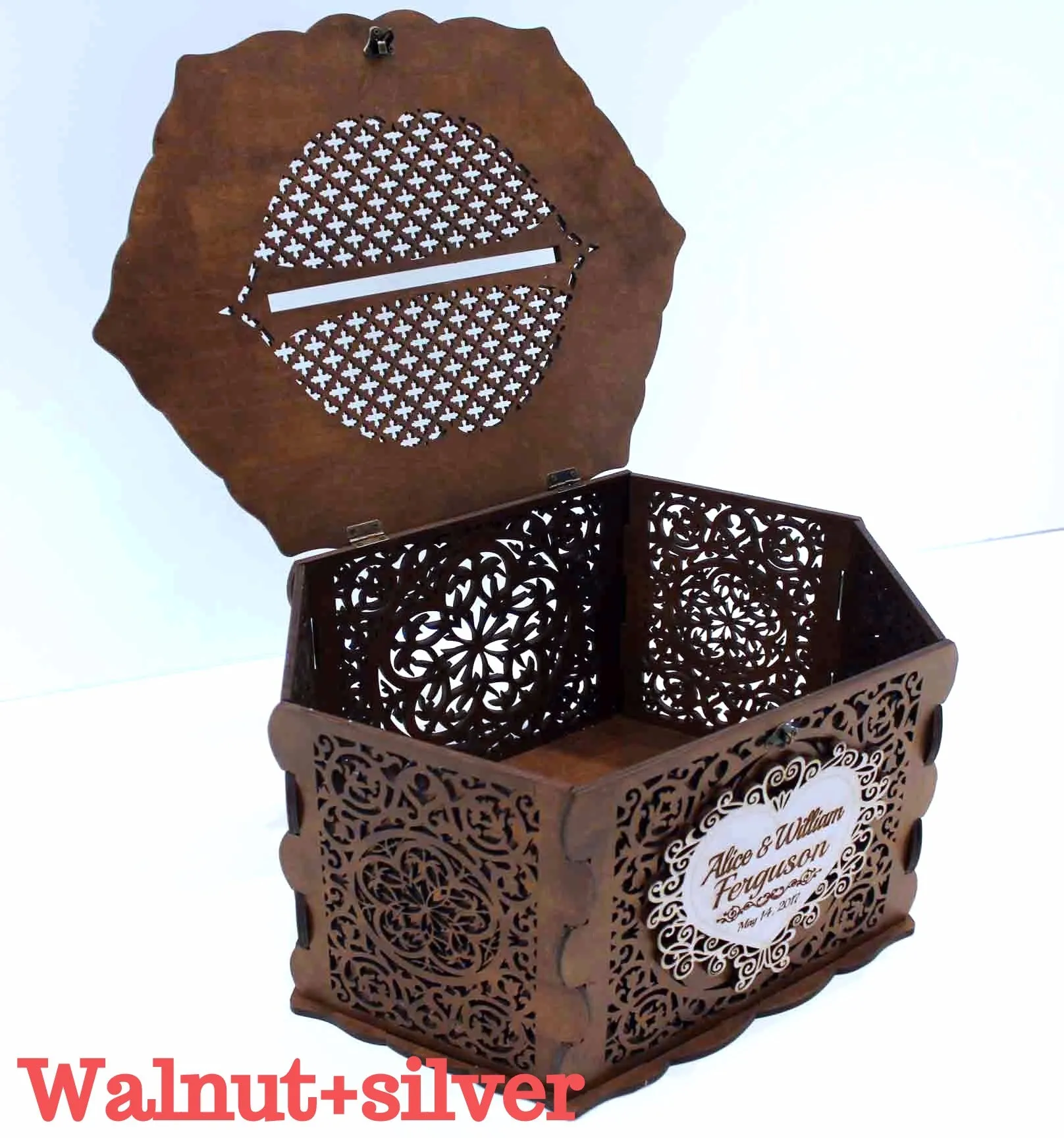 Wedding Card Box for Envelopes, Card Holder with a Lock, handmade