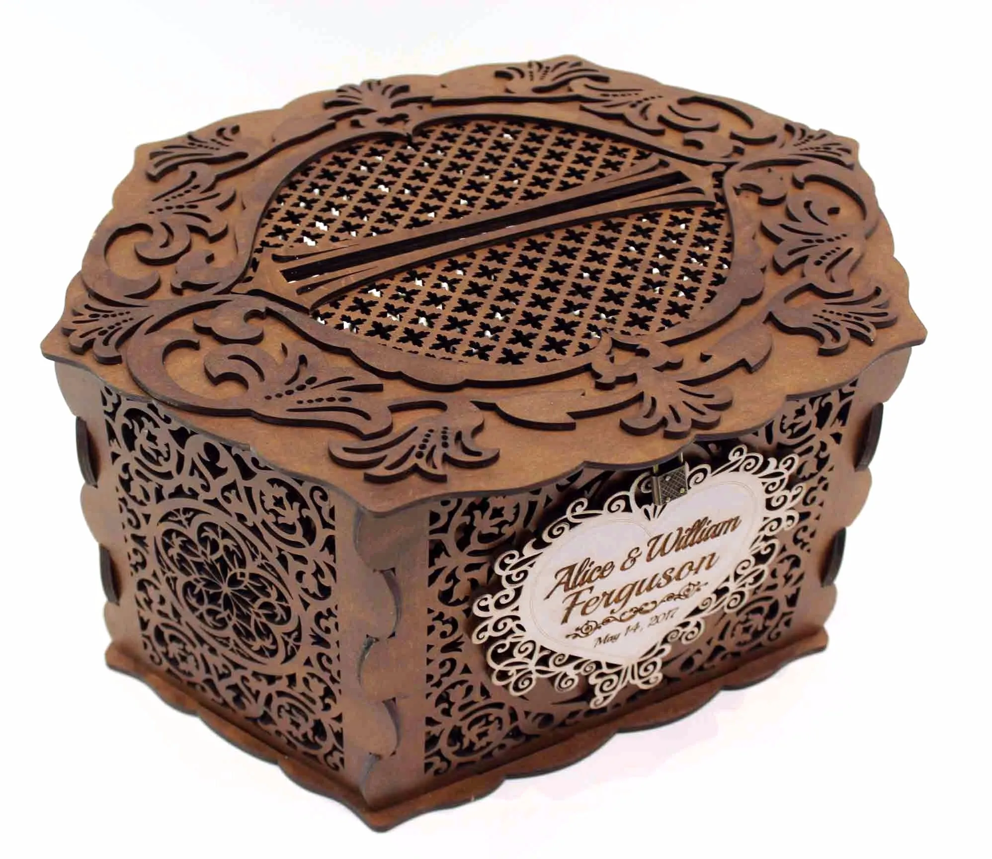 Wedding Card Box for Envelopes, Card Holder with a Lock, handmade
