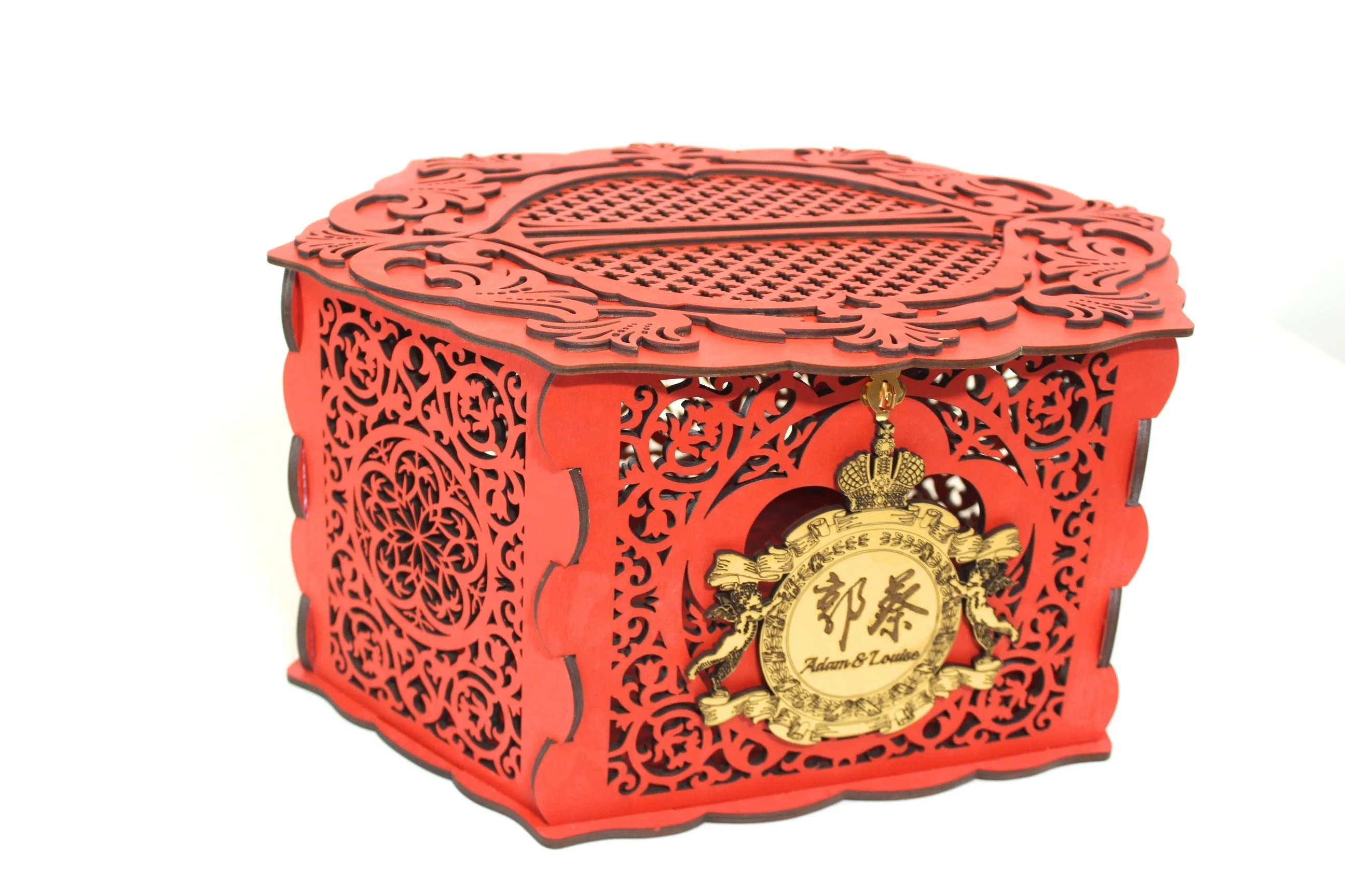 Wedding Card Box for Envelopes, Card Holder with a Lock, handmade