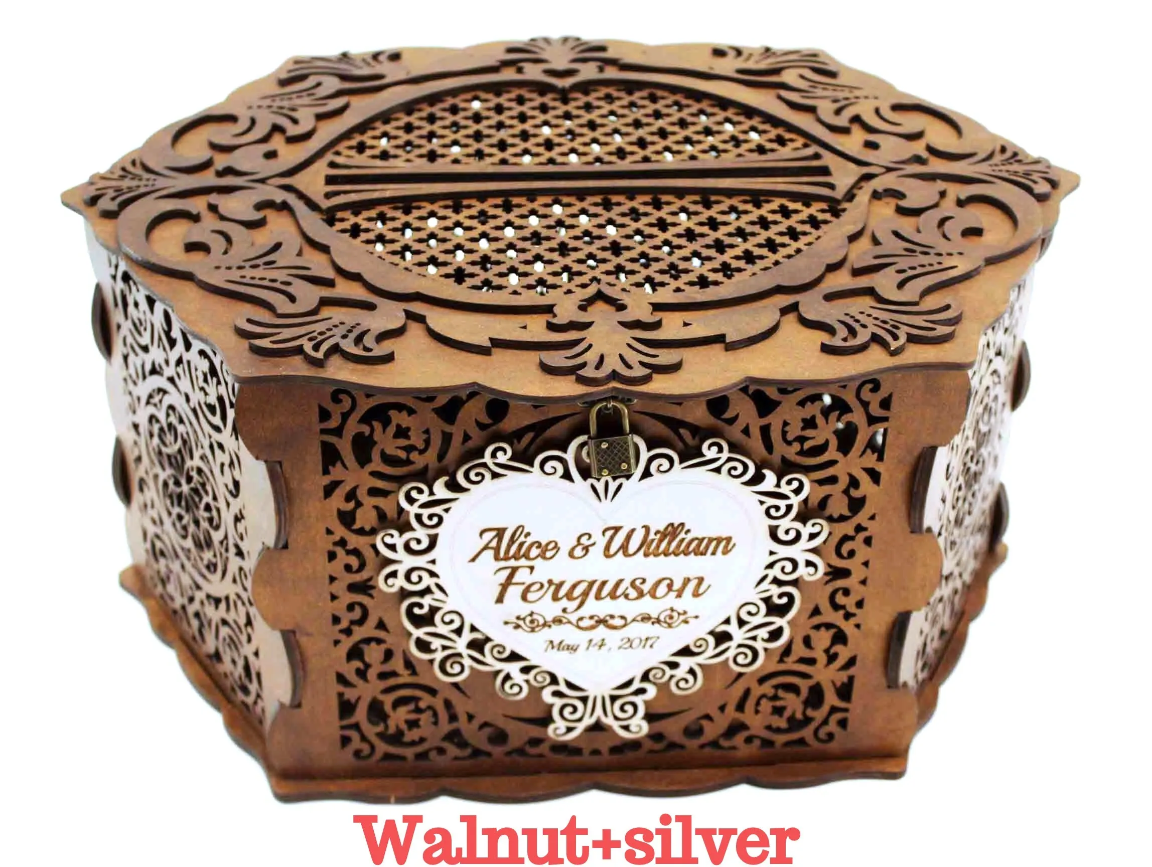 Wedding Card Box for Envelopes, Card Holder with a Lock, handmade