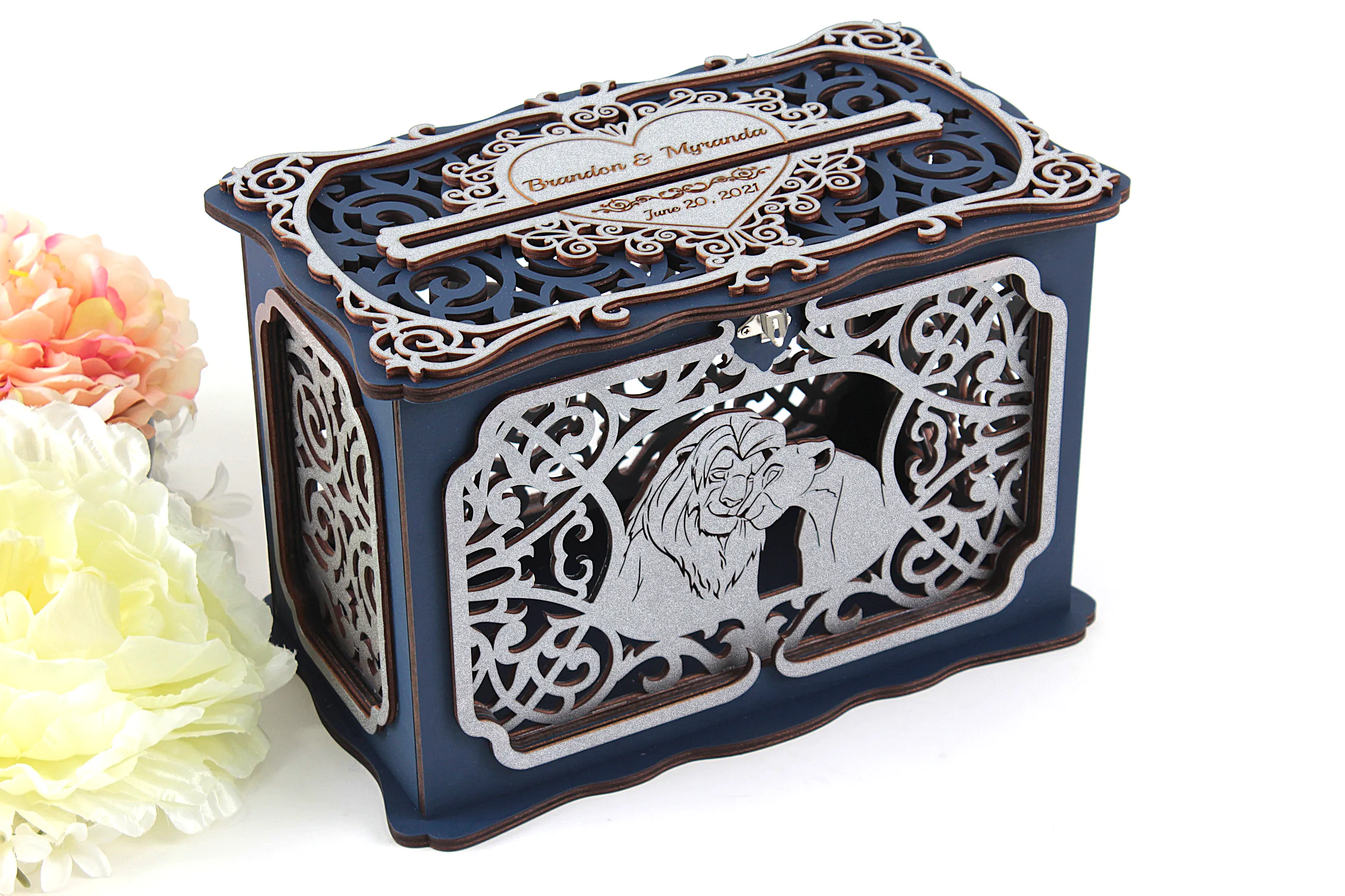 Wedding Card Box Simba Nala King Card Holder Money Envelopes Handmade