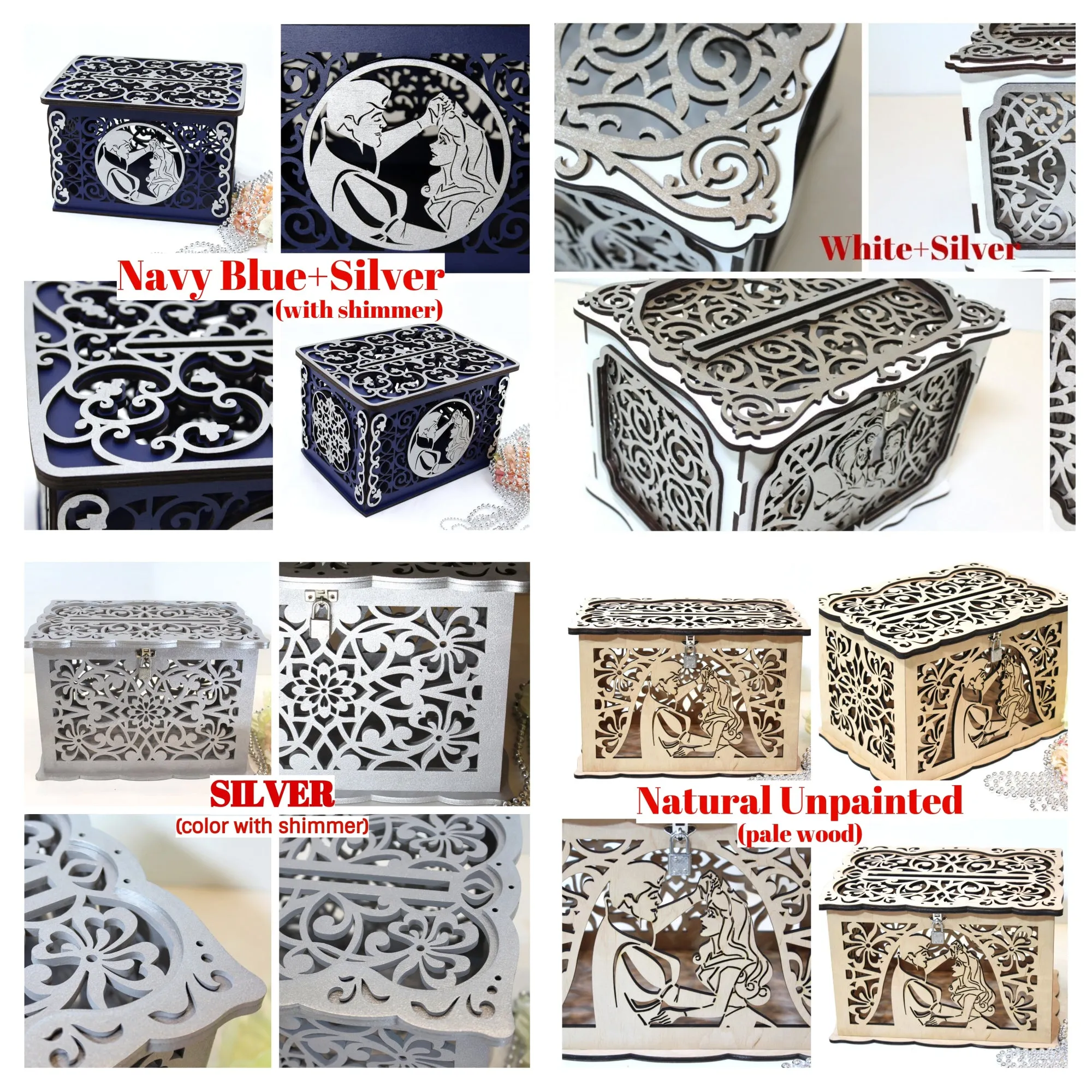 Wedding Card Box With Lock & Slot, Marine, Beach or Nautical, Handmade