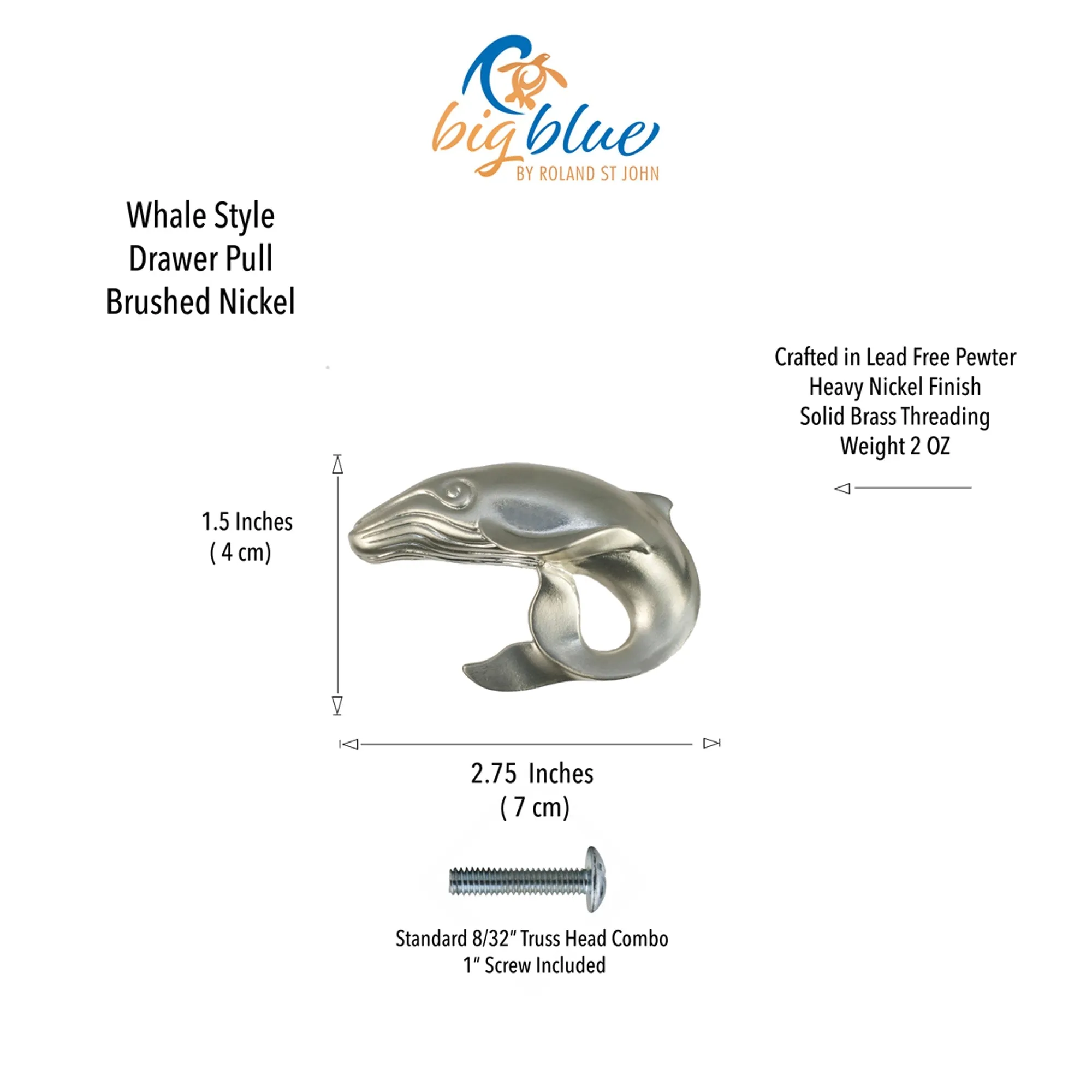 Whale Drawer Pulls and Knobs- Whale Handle, Nautical Pull, Coastal Drawer Pull, Sea Life Cabinet Knob, Ocean Drawer Pulls, Nickel and Brass Whale Knob