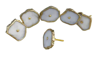 White Agate Cabinet Door Pull Handle - Set of 6