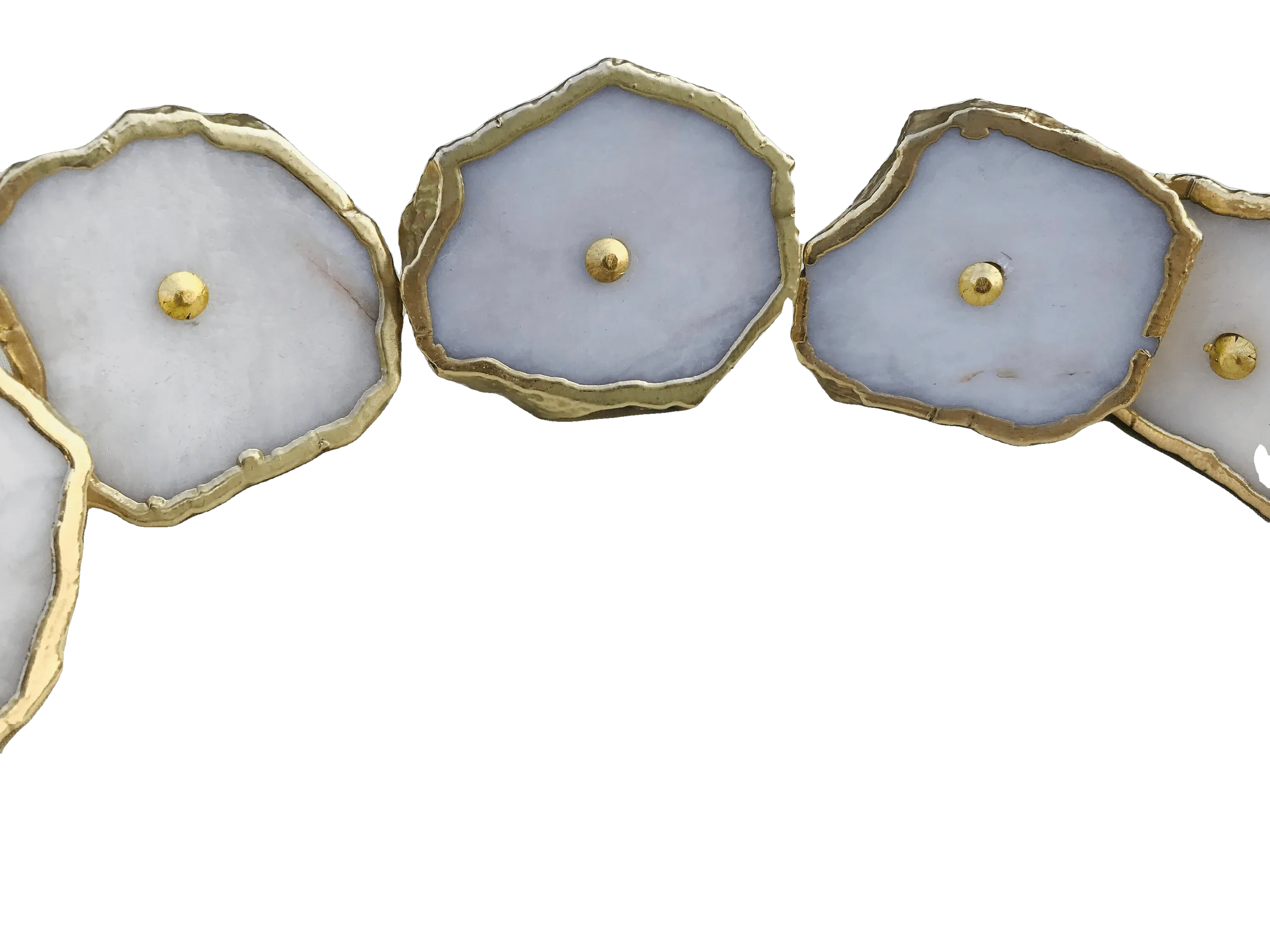 White Agate Cabinet Door Pull Handle - Set of 6