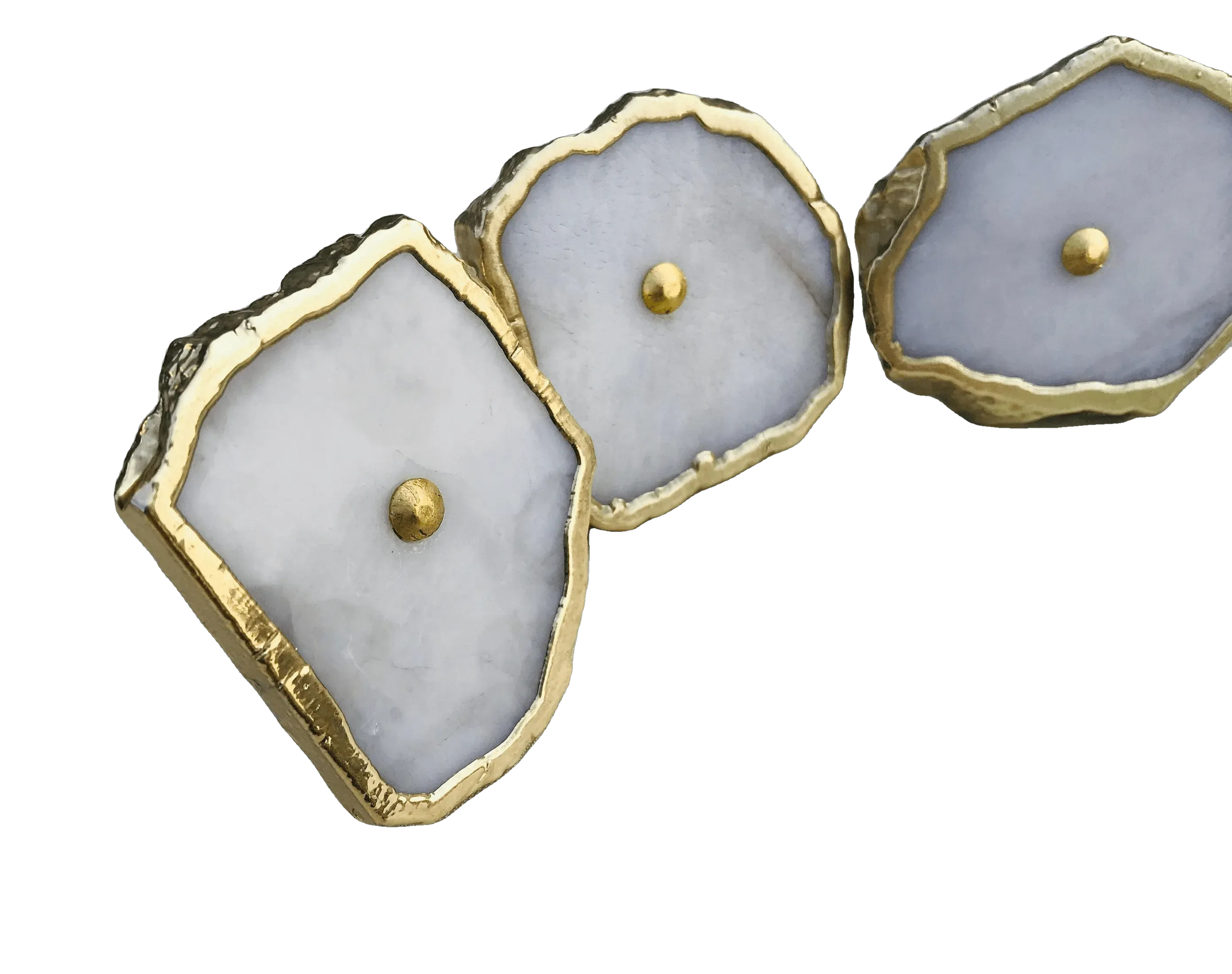 White Agate Cabinet Door Pull Handle - Set of 6
