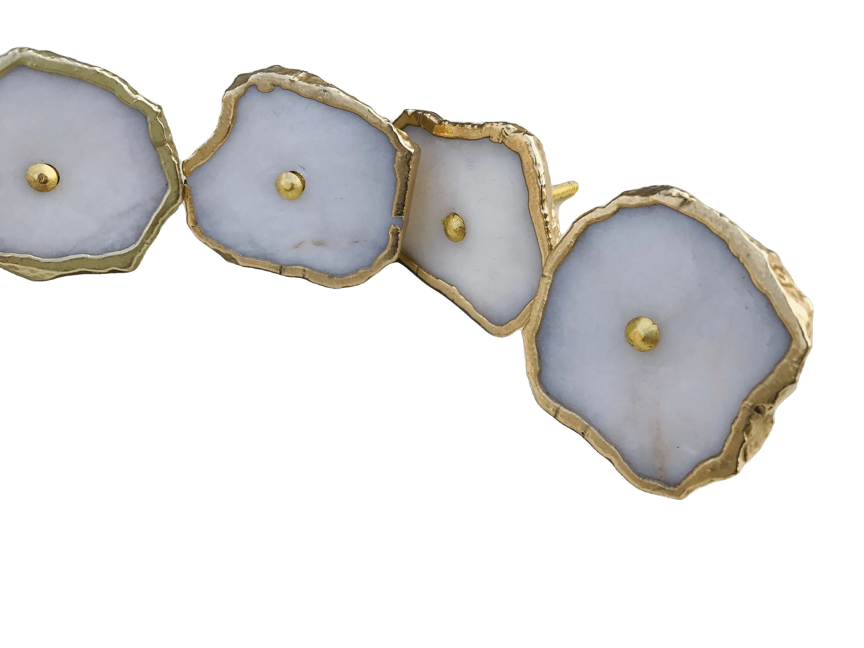 White Agate Cabinet Door Pull Handle - Set of 6