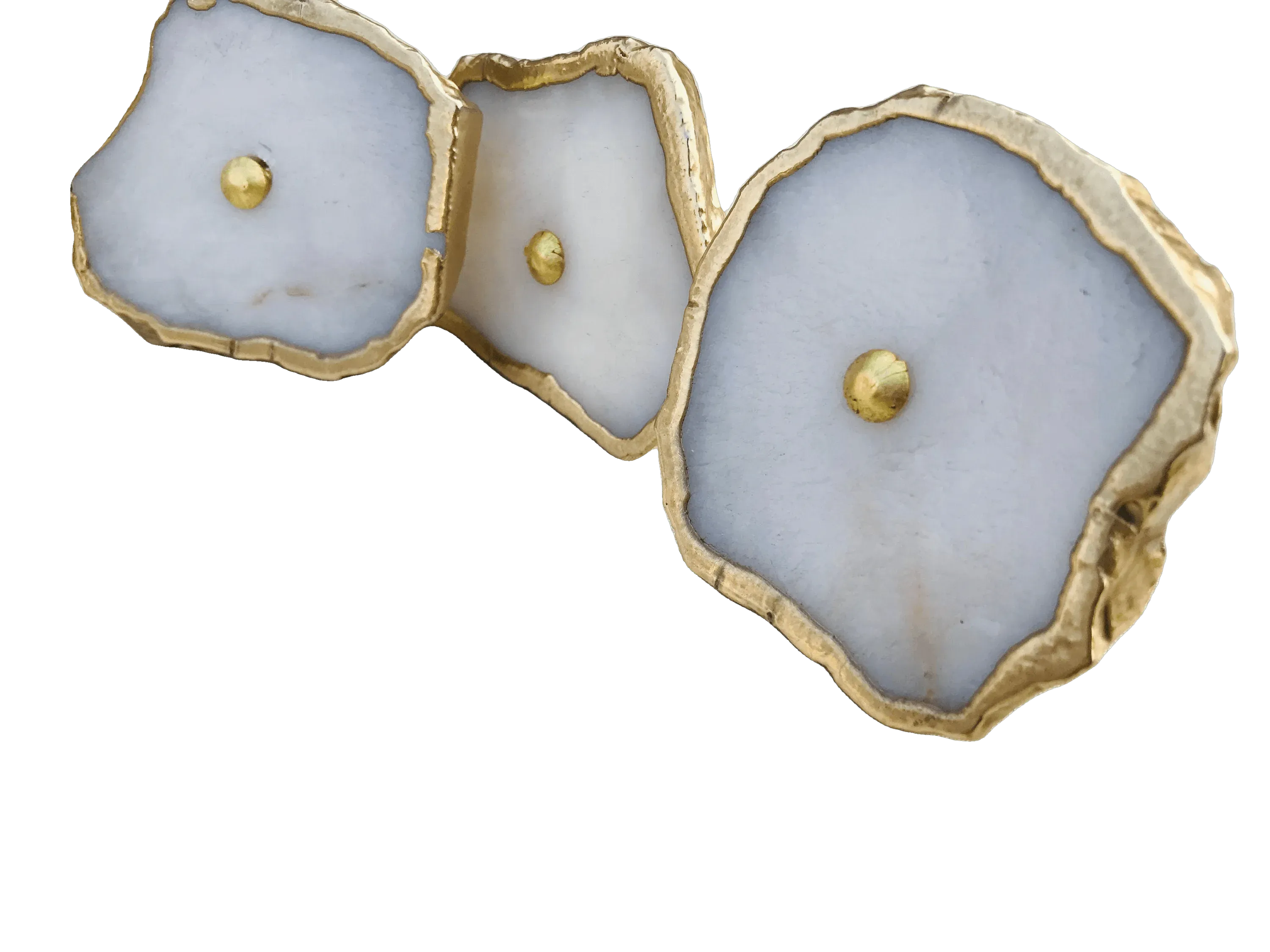 White Agate Cabinet Door Pull Handle - Set of 6